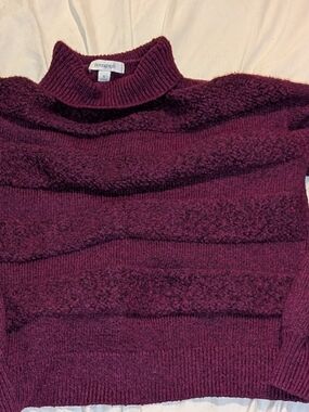 Monograph Women's Wine-Colored Turtleneck Textured Sweater